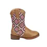 Roper Glitter Geo Square Toe Cowboy Toddler Girls Brown Casual Boots 09-017-190