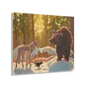 Acrylic Prints of Encounter brown bear and grey wolf 20" x 16"
