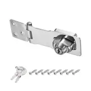 4Inch Keyed Hasp Locks Twist Knob Locking Keyed Different, Silver
