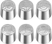 6 Pcs Stainless Steel Russian Piping Tip Set Reusable Cake Decorating Nozzle Set Russian Flower Piping Tip for Cake Decorating Icing Cream Flower Bouquet DIY Cookies