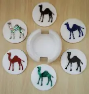 White Tea Coaster Set / Marble Drink Coaster / Beer Coaster / Wine Coaster 4.5"