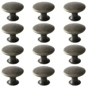 Antique Cupboard Door Knobs 12 Pack Round Metal Wardrobe Handles Kitchen Bronze