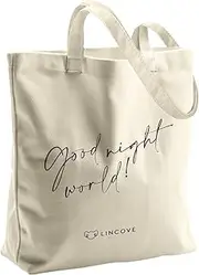 [Lincove] Stylish Canvas Tote Bag - Eco-Friendly, Reusable Shopping Bag - Perfect for Daily Use, Groceries, and Travel
