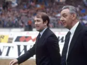 Rival managers, Howard Kendall of Everton and Joe Fagan of Liverp - Old Photo