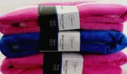 Mainstays Beach Towel Soft /Absorbent 28in x 58in Pink/ Blue/White Stripes 3PC