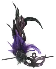 Adult Black Purple Feather Masquerade Prom Ball Halloween Costume Mask