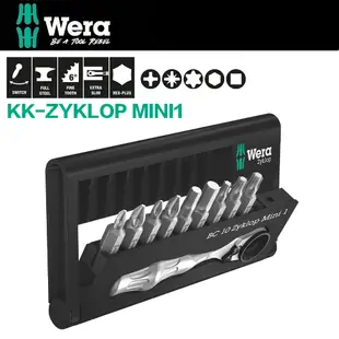 德國 Wera1/4 迷你棘輪扳手+起子頭10支組-附收納盒BC BR9+8001A KK-ZYKLOP MINI1