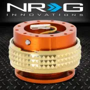 NRG 6-BOLT ALUMINUM STEERING WHEEL QUICK RELEASE 2.1 ORANGE/GOLD PYRAMID RING