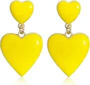 [KVANU] Personalized Creative Multi-Color Double-Layer Heart Stud Earrings Minimalist Unique Enamel Heart-Shaped Sparkly Stud Earrings for Women Girls Jewelry Gifts