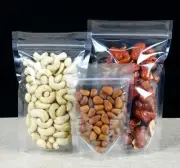 CLEAR ZIP LOCK WITH STAND UP GUSSET POUCH FOR TEA, HERBS, SPICES, COFFEE. - 300G