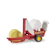 Bruder Licensed 1:16 Scale Bale Wrapper With Ochre & Black Round Bales Red