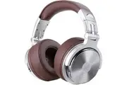 Over Ear Headphone, Wired Premium Stereo Sound Headsets with 50mm Driver, Foldable Comfortable Headphones with Protein Earmuffs and Shareport for Recording Monitoring Podcast PC TV- with Mic (Silver)
