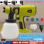 Cordless High Pressure Spray Gun Airless Sprayer 1000ML For RYOBI 18V Battery
