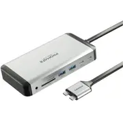 Promate 12-in-1 Multi-Port Hub with USB-C Connector - Silver / Black Includes 4x [VERSAHUB-MST]