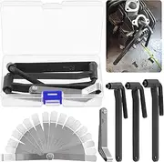 Glarks 4Pcs Motorcycle Engine Valve Screw Adjusting Spanner Tool and Feeler gauge Set, 3Pcs 8mm 9mm 10mm Engine Valve Screw Repair Wrench Motorcycle Scooter Valve Tool with a Offset Feeler Gauge