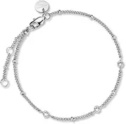[Rosefield] Women's Crystal Dotted Chain Silver-Tone Bracelet, 16.5-19.5cm