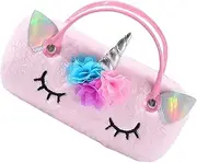 [NIYANGLE] Plush Unicorn Eyeglass Case Portable Lightweight Adorable Glasses Storage for Protective for Outdoor Use present for