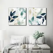 Watercolour style leaves 2 sets Canvas Prints Wall Art