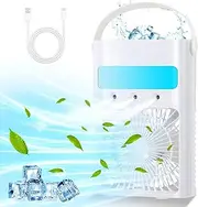 Mobile Air Conditioning, Mini Air Cooler, Portable Air Conditioning, 700 ml Evaporative Air Cooler with 3 Speeds, Fan with Water Cooling with 7 LED Lights, USB Air Cooler for Home/Office