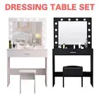 LED Dressing Table Set Makeup Mirror Jewellery Organizer Cabinet