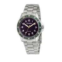 在飛比找momo購物網優惠-【LICORNE】潛水風格 深綠錶圈 不鏽鋼男仕手錶 銀X黑