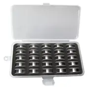 25PCS ALUMINUM "M" LARGER BOBBINS & BOX FOR GAMMILL TIN LIZZIE QUILTER SEWING
