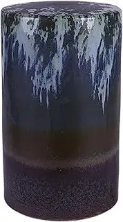 Ceramic Drum Table Decorative Garden stools, Decorative Ceramic Garden Stool, Glazed Hollow Shoe Changing Stool Drum Stool, Suitable for Outdoor Garden,(Blue Black)