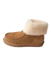 [Naturally Sheepskins] Slipper with a Plush Sheepskin Wool Cuff in Tan