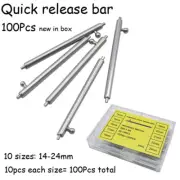 100x Stainless Steel Watch Band Quick Release Spring Bar Pins 14-20 21 22mm 24mm