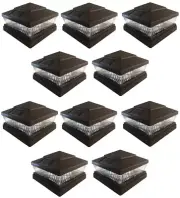 10 Pack 6x6 Brown Color Plastic Outdoor 5 LED 78Lumens Solar Post Cap Light