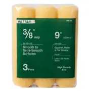 9 in X .375 Polyester High-Density Knit Paint Roller Cover Applicator/Tool (3-Pa