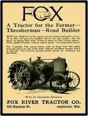 Fox Tractor Company, 1921 Repro Metal Sign: Model 20-40 - Road Builder, Farmer