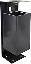 Outdoor Trash Can Square Outdoor Trash Can, Black Paint Trash Can with Top Cover and Ashtray, Stainless Steel Trash Can, Easy to Install Outside Garbage can