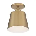 Nuvo Lighting Motif 1 Light Semi-Flush, Brushed Brass/White Accents - 60-7321