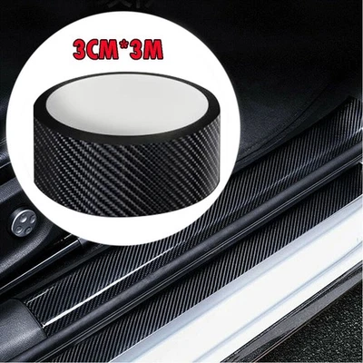Carbon Fiber Accessories Vinyl Door Sill Scuff Cover Plate Sticker Protector EW (for: Renault)