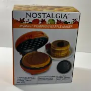 Nostalgia My Mini Personal Electric Pumpkin Waffle Maker Orange 5" Non Stick New