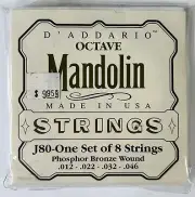 D'Addario J80 Phosphor Bronze Octave Mandolin Strings Medium 12-46 8 String Set