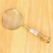 Antique Victorian Edwardian Mother of Pearl MOP & 10" Brass Magnifying Glass