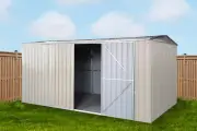 New Garden Shed 3.4x2.5x2.1m Gable Roof, Cream Colour, Double Door Sheds
