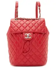 Chanel Red Lambskin Leather Textile Urban Spirit Small Backpack (Authentic Pre-Owned) NoSize NoColor