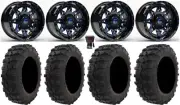 Fuel Lethal Blue 14" Wheels 29" Dual Threat Tires Polaris Ranger XP 9/1K