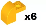 LEGO 6 New Bright Light Orange Slopes Curved 2x1x1 1/3 Recess Stud 6091 OR2