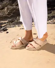 [Ava And Ever] Ava And Ever Women's Monaco Slides Sandals in Almond Natural Size 2 2 Almond Natural