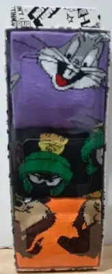 Looney Tunes Bugs/Taz/Marvin Martian Men's 3-Pack Size 8-12 Adult Crew Socks NEW