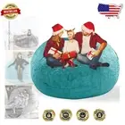 Oversized 7FT Faux Fur Bean Bag Chair Cover in Blue Green – Cozy Comfort for All
