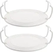 STOBAZA 2pcs Microwave Plate Stacker Layered Steaming Rack Plastic Microwave Oven Shelf Cooking Tray Rack Foldable Food Tray for Kitchen Appliance Parts Accessories