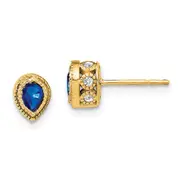 14k Yellow Gold Sapphire and Real Diamond Earrings