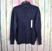 Men's Croft & Barrow Extra Soft Sweater Quarter Zip Pullover Top SMALL Navy NWT