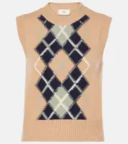 [Ami Paris] Ami Paris Argyle wool and cashmere sweater vest AU 10 beige
