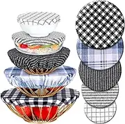 Patelai 10 Pcs Bowl Covers Reusable in 5 Size Stretch Cloth Fabric Elastic Food Storage Bowl Covers Bread Sourdough Lids for Proofing Food Fruits Leftover(Simple Style)